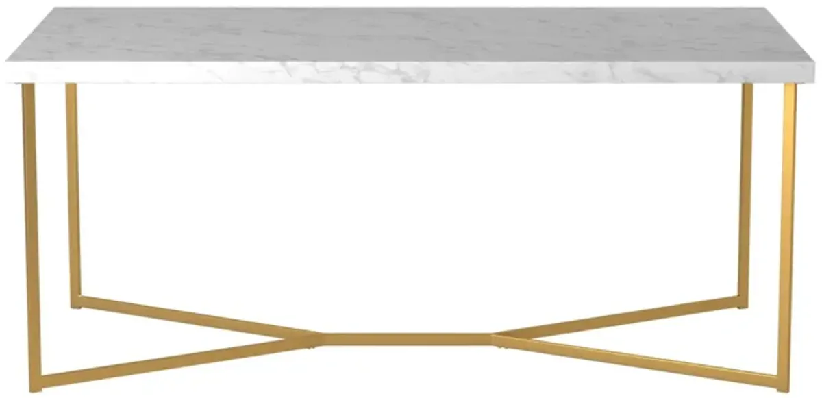 Modern Glam Metal And Faux Marble Coffee Table