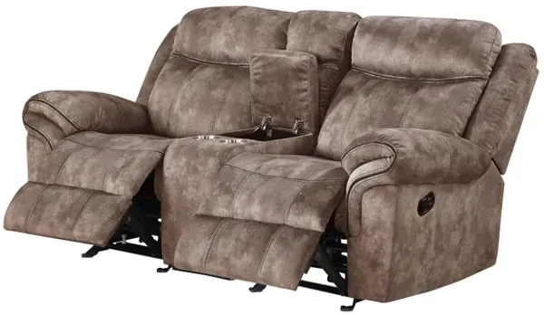Zubaida - Two Tone Velvet Recliner Loveseat With USB Port Console