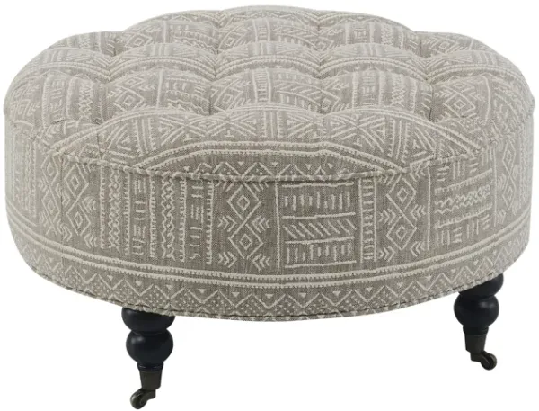 Upendo - Pattern Ottoman With Casters - Multi