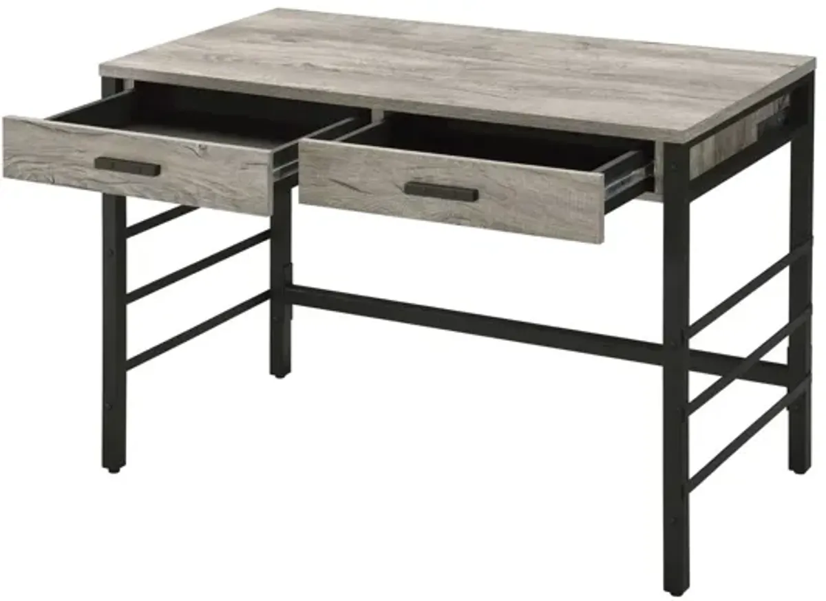 Disho - Weathered Writing Desk With USB - Oak