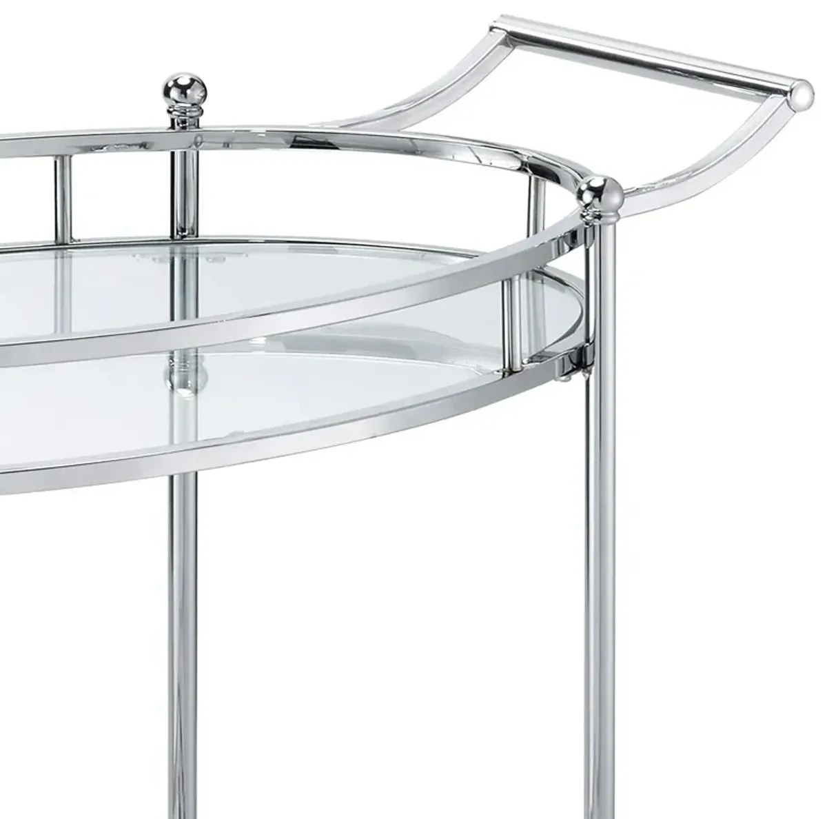 Jinx - Clear Glass Serving Cart - Silver