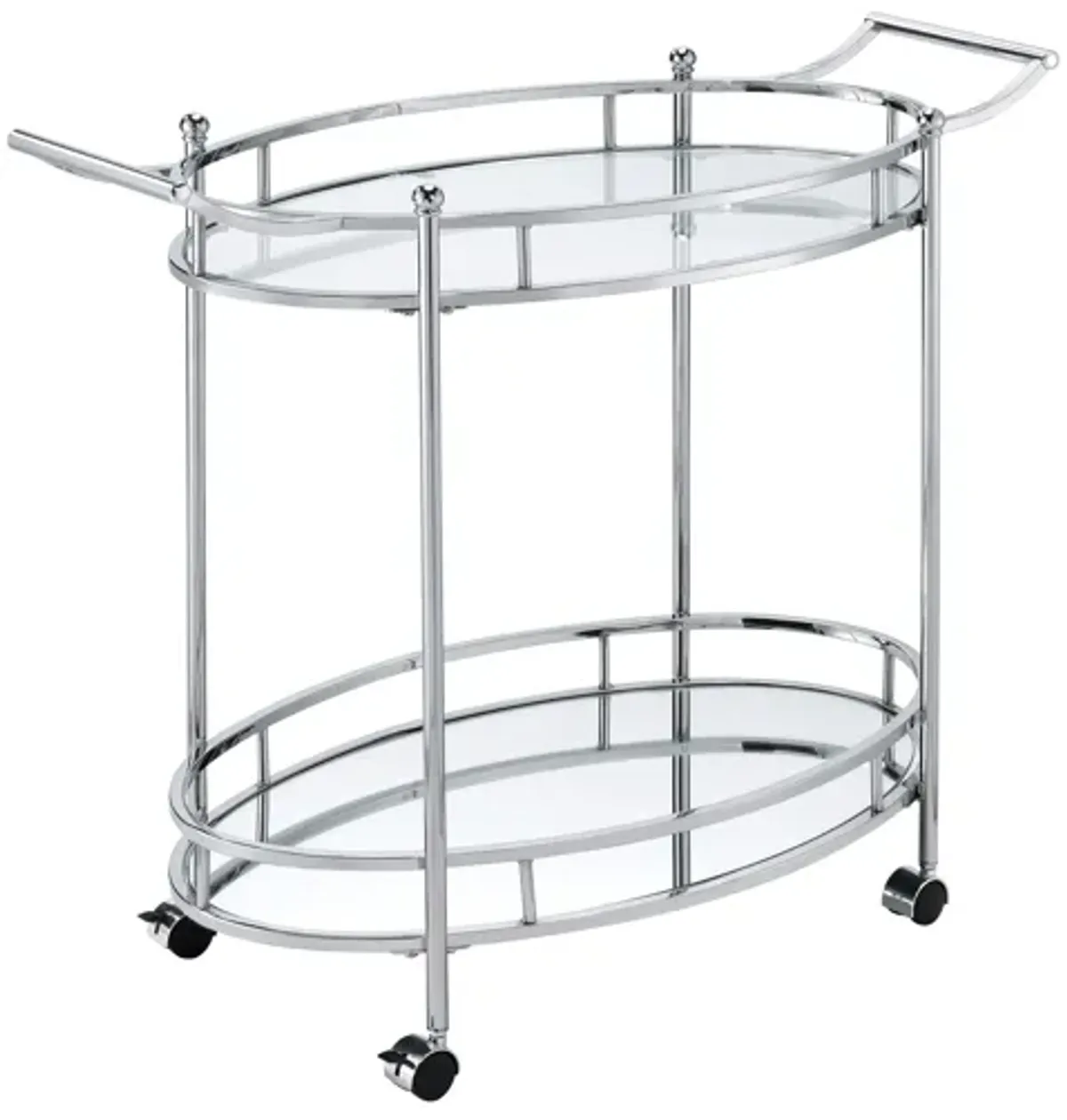 Jinx - Clear Glass Serving Cart - Silver