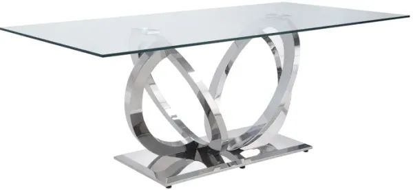 Finley - Clear Glass Top Mirrored Dining Table - Silver