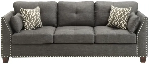 Laurissa - Linen Sofa With 4 Pillows - Light Gray