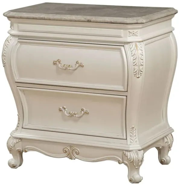 Chantelle - Nightstand With Granite Top - White