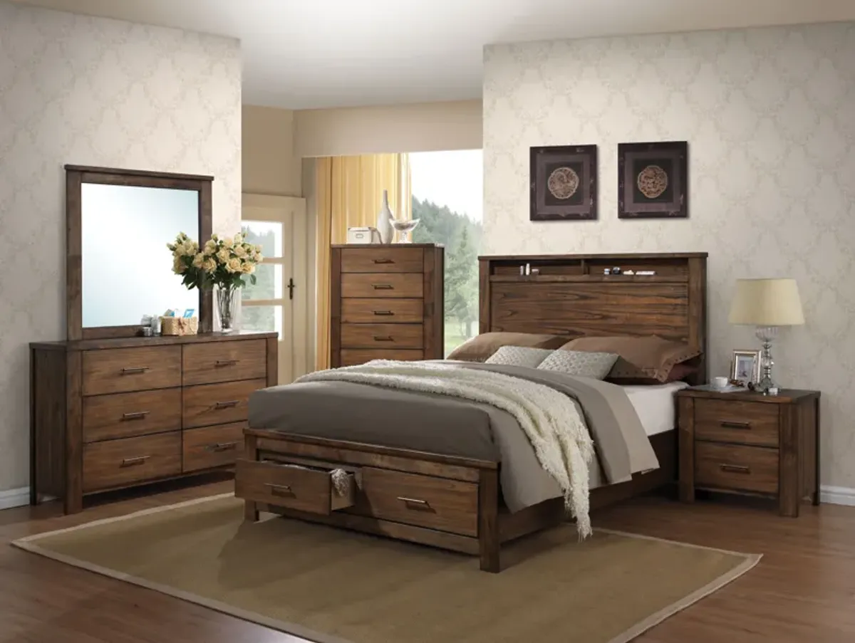 Merrilee - Eastern King Bed With Storage - Oak