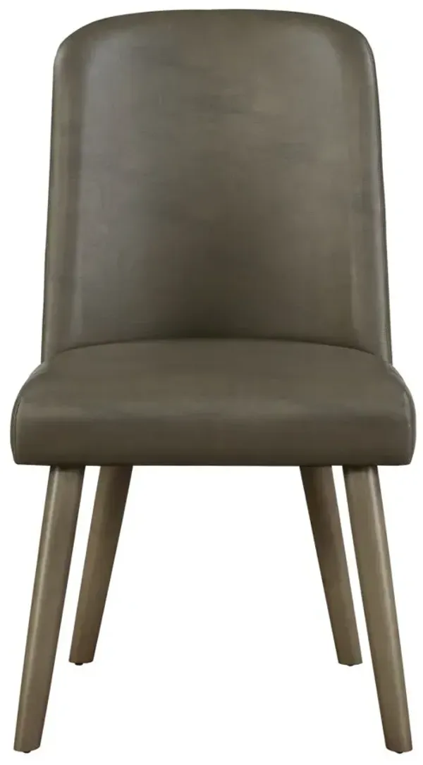 Waylon - Synthetic Leather Side Chair (Set of 2) - Gray / Oak