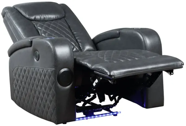 Alair - Leather Aire Power Motion Recliner With Bluetooth, Wireless Charger Cupholder - Dark Gray