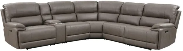 Kantu - Synthetic Leather Motion Sectional Sofa - Brown