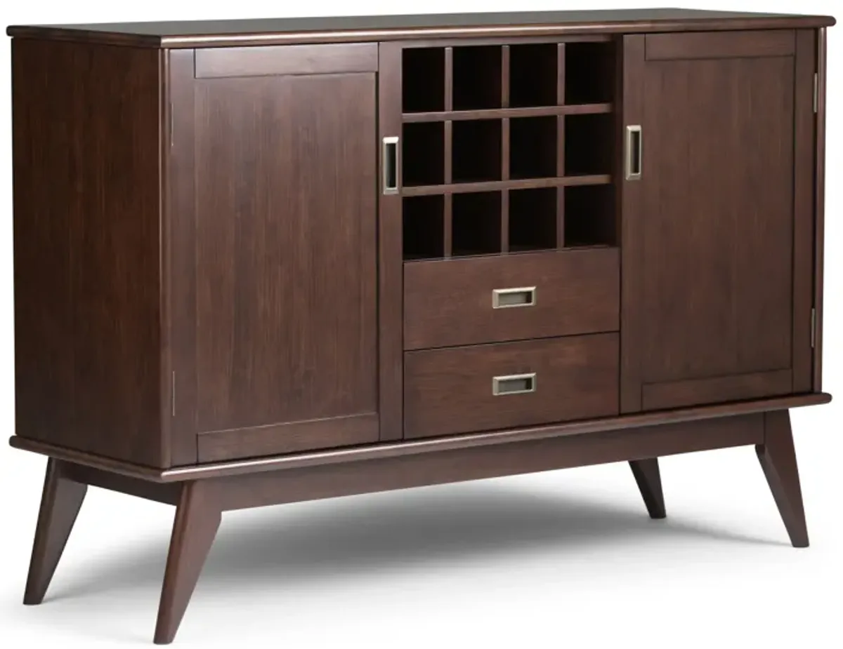 Draper - Mid Century Sideboard Buffet And Wine Rack - Medium Auburn Brown