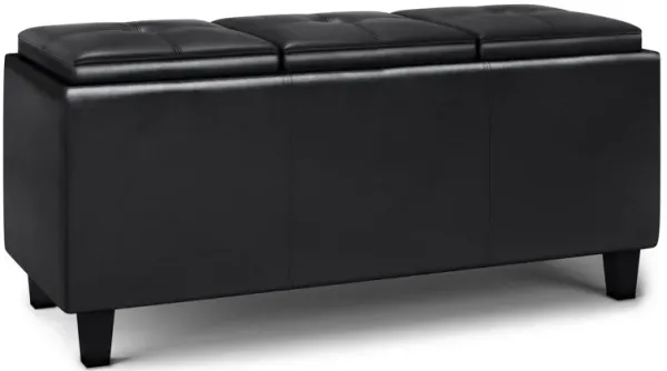 Avalon - Tray Storage Ottoman With Lift Up Lids - Midnight Black