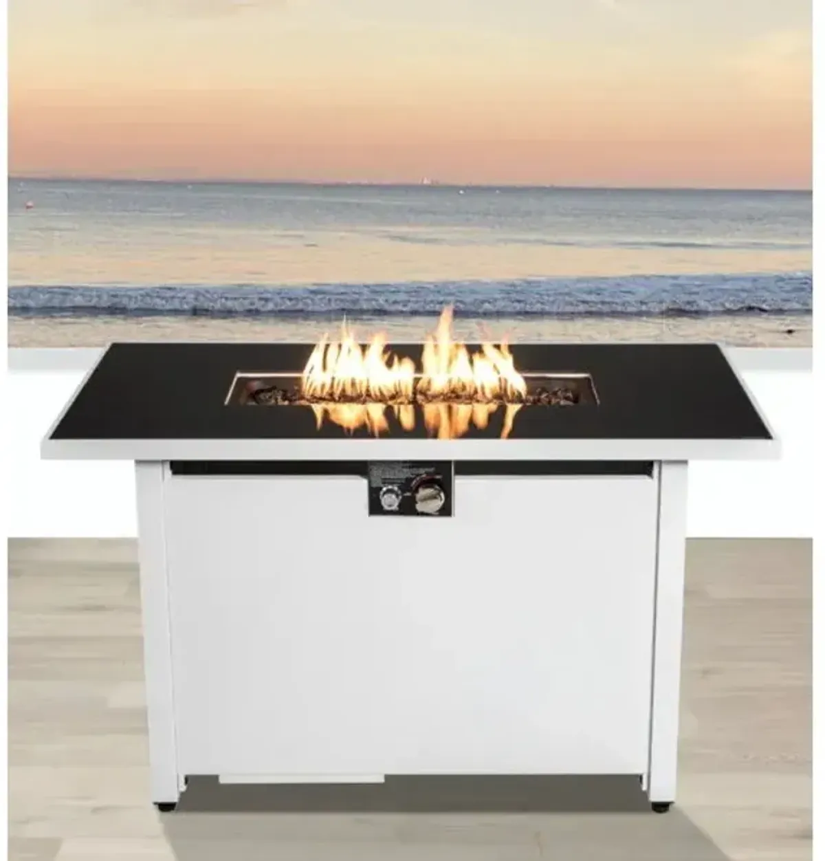 Rectangular Fire Pit With Frame Elegant Design