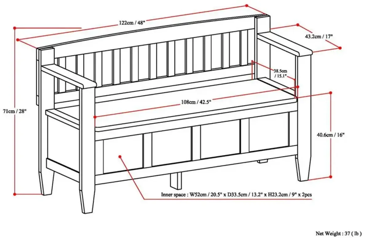 Brooklyn - Handcrafted Entryway Storage Bench