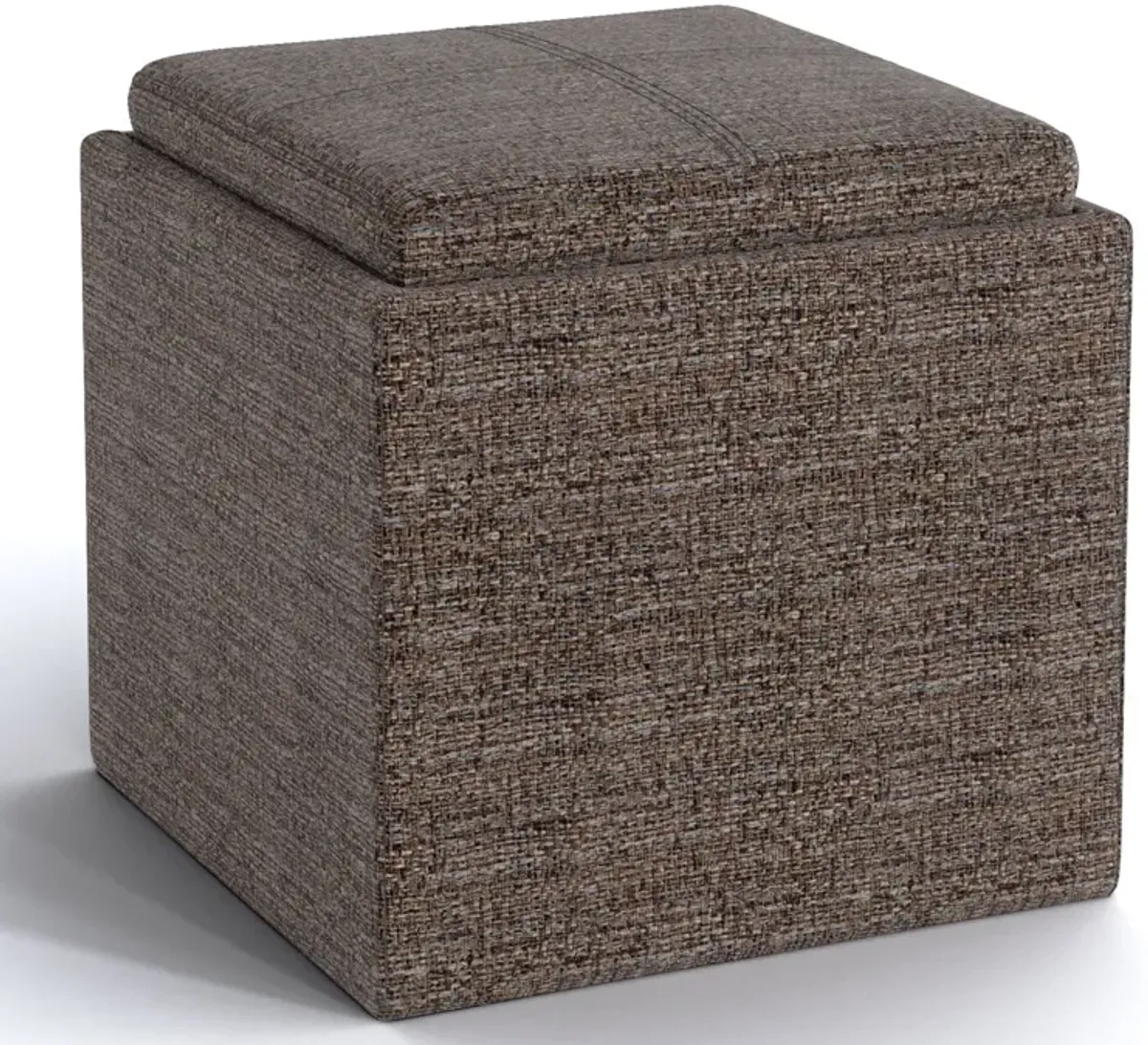 Rockwood - Upholstered Cube Storage Ottoman With Tray