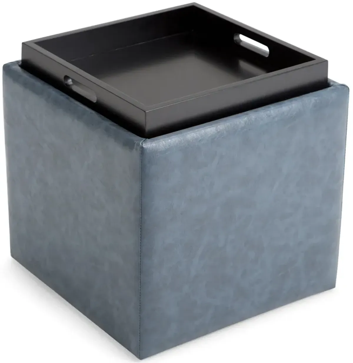 Rockwood - Upholstered Cube Storage Ottoman With Tray