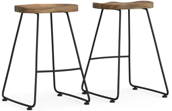 Amberly - Rustic Saddle Bar Stool (Set of 2)
