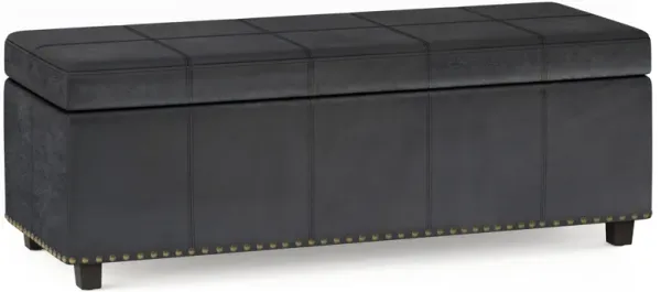 Kingsley - Large Storage Ottoman - Distressed Black