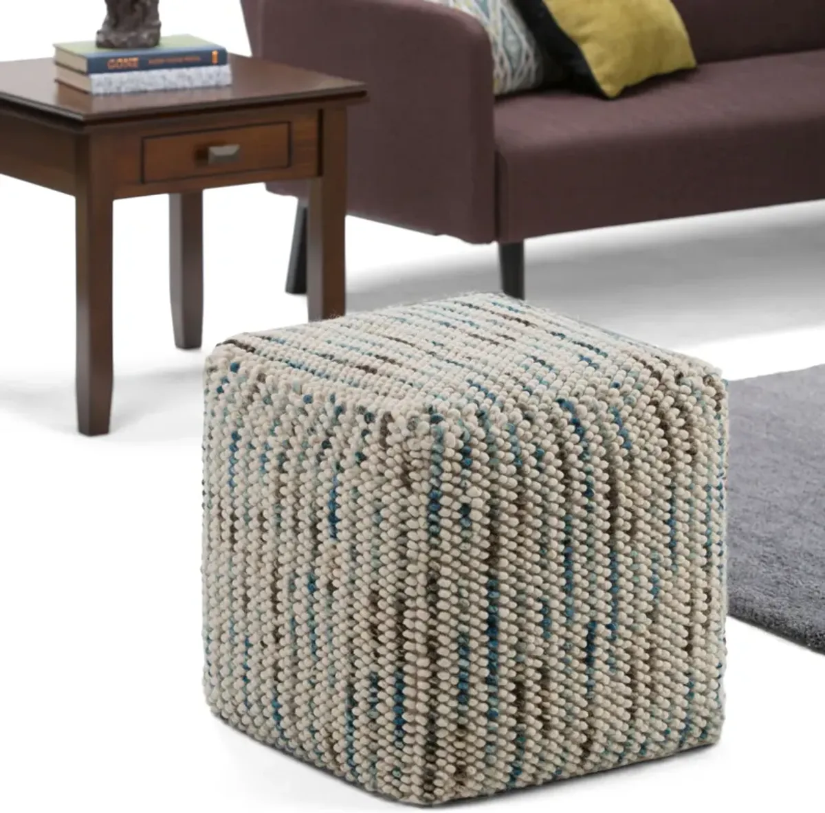 Zoey - Handcrafted Woven Cube Pouf