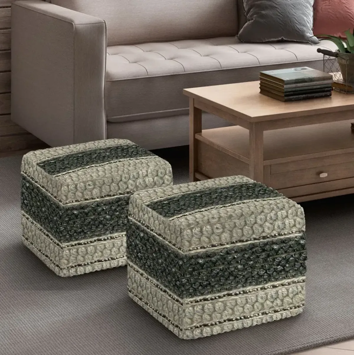 Grady - Handcrafted Square Pouf