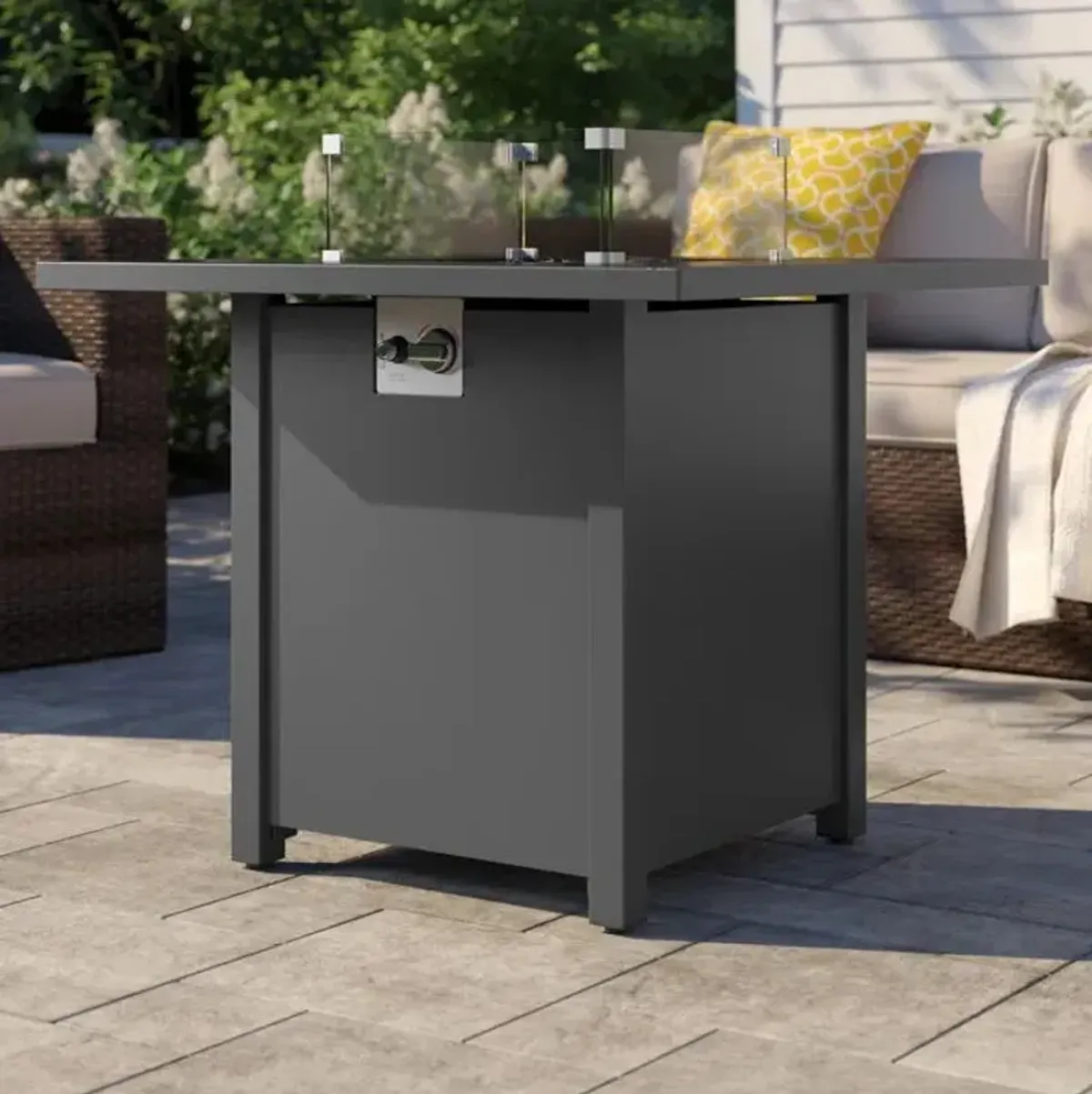 Powdercoated Fire Pit With Top - Gray
