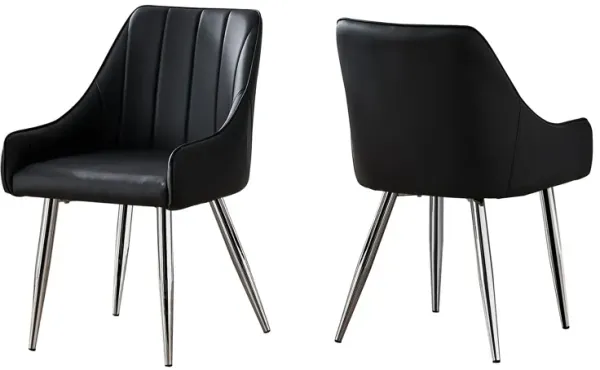 Dining Chair, Side, For Dining Room, Contemporary And Modern (Set of 2) - Black