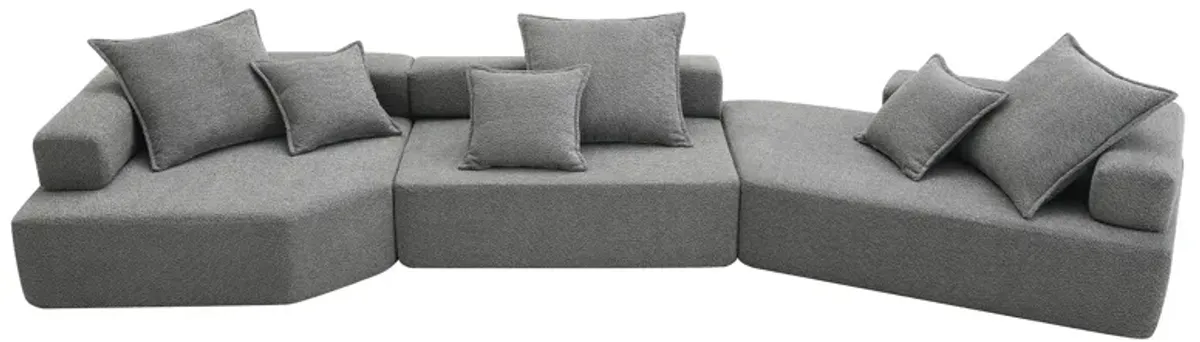 Oversized Modular Sectional Sofa, Luxury Boucle Floor Couch Set, Convertible Sleeper Couch, Spacious Foam-Filled Sofa Bed For Living Room
