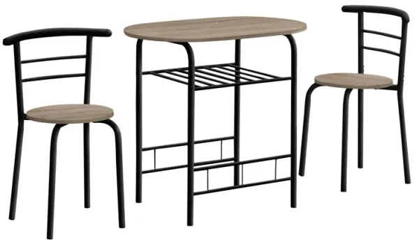 3 Pieces Dining Table Set, Small, Contemporary & Modern