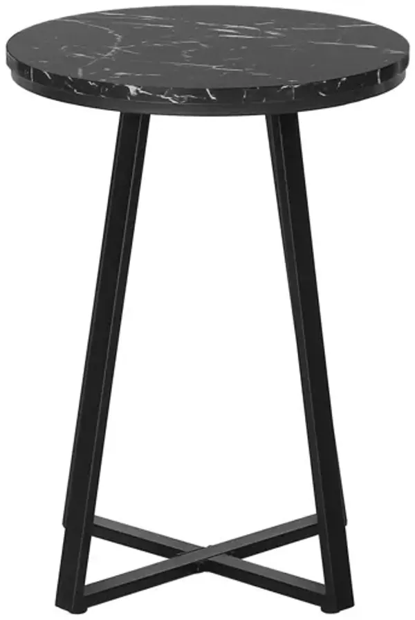 Accent Table, Side, Round Marble Look Contemporary & Modern - Black