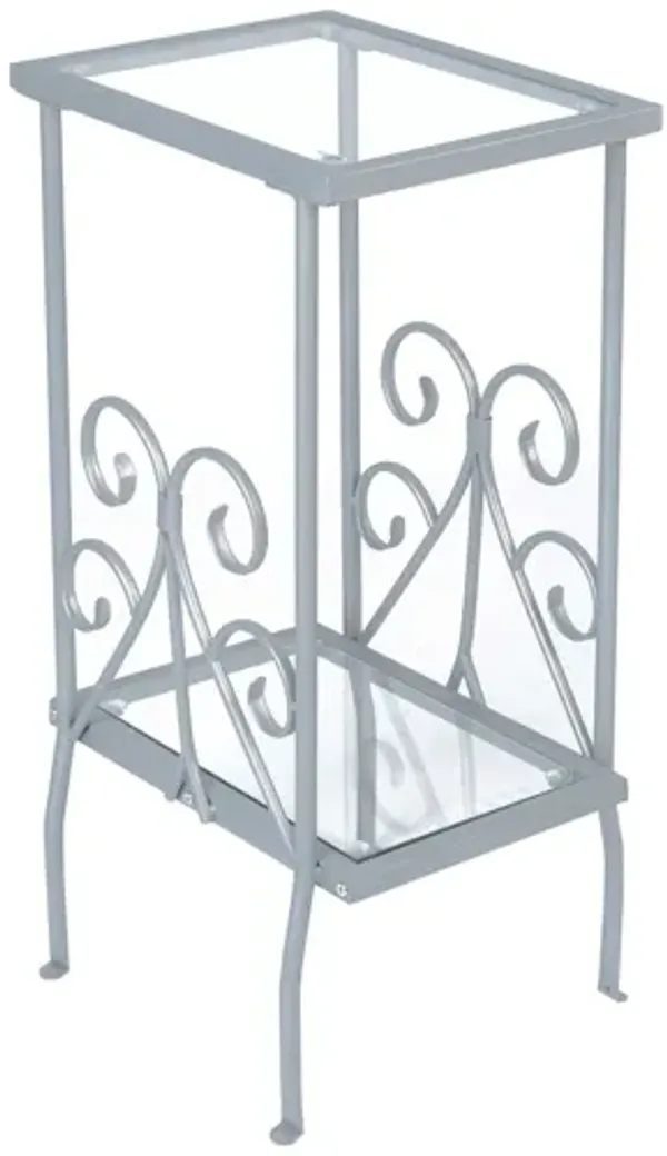 Accent Table, Side Tempered Glass, Transitional - Silver