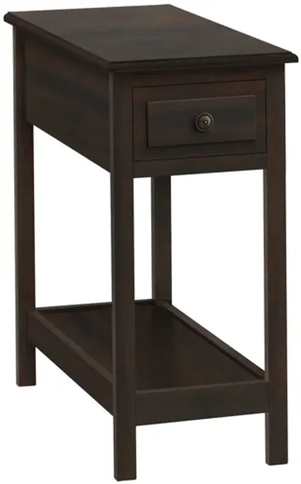 Accent End Table, 2 Tier, Storage Drawer, Transitional - Walnut