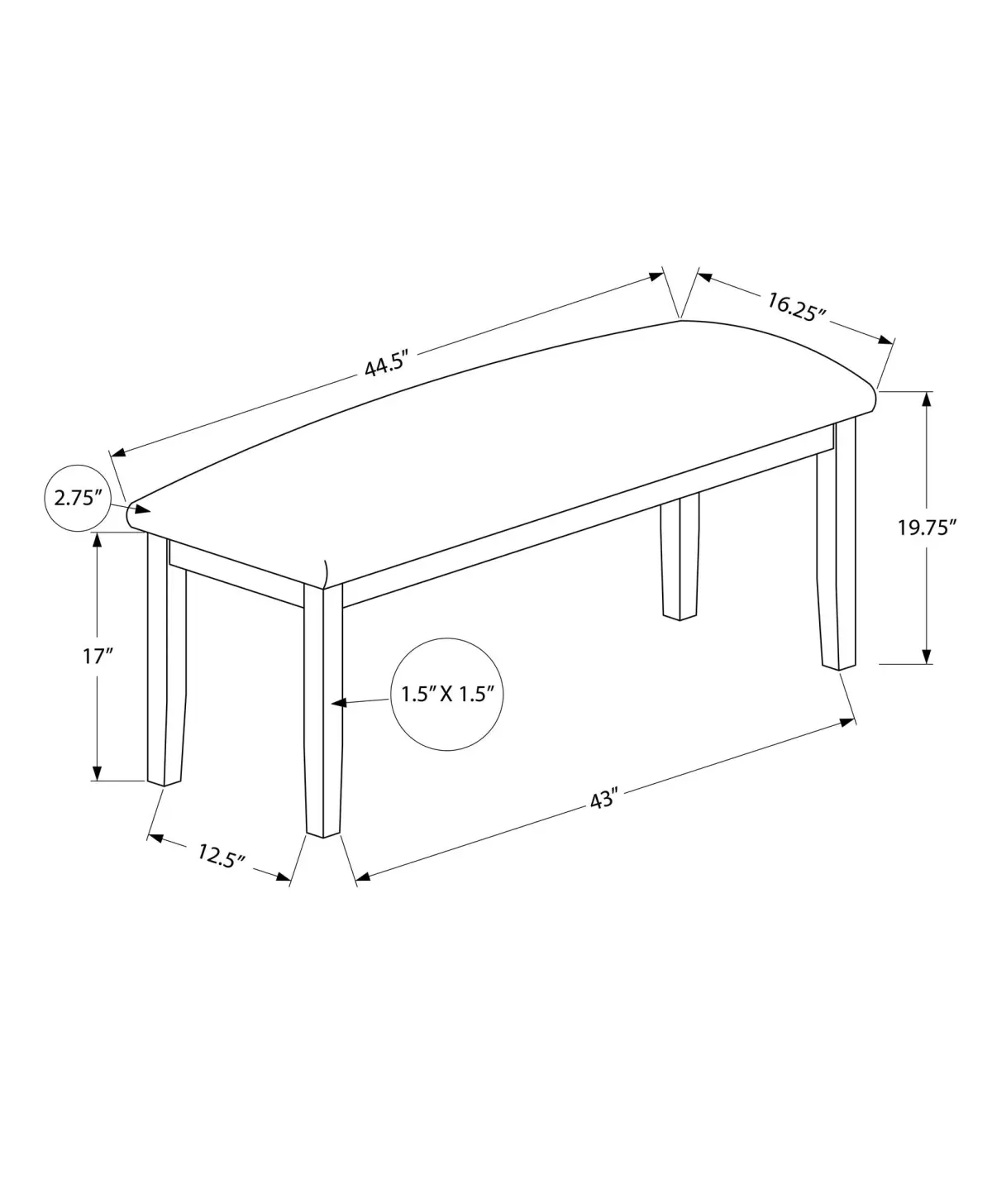 Bench, Rectangular, Hallway, Upholstered, Transitional