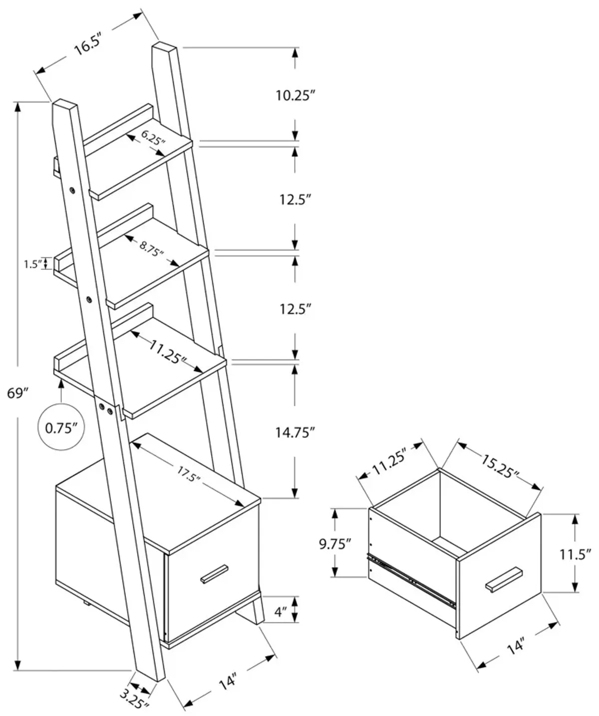 Bookshelf, Etagere, Corner, Ladder, For Office, Contemporary & Modern