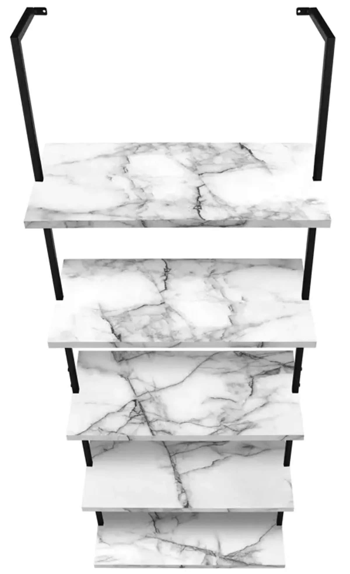 Bookshelf, Bookcase, Etagere, Ladder, 5 Tier, For Office, Marble Look Contemporary & Modern