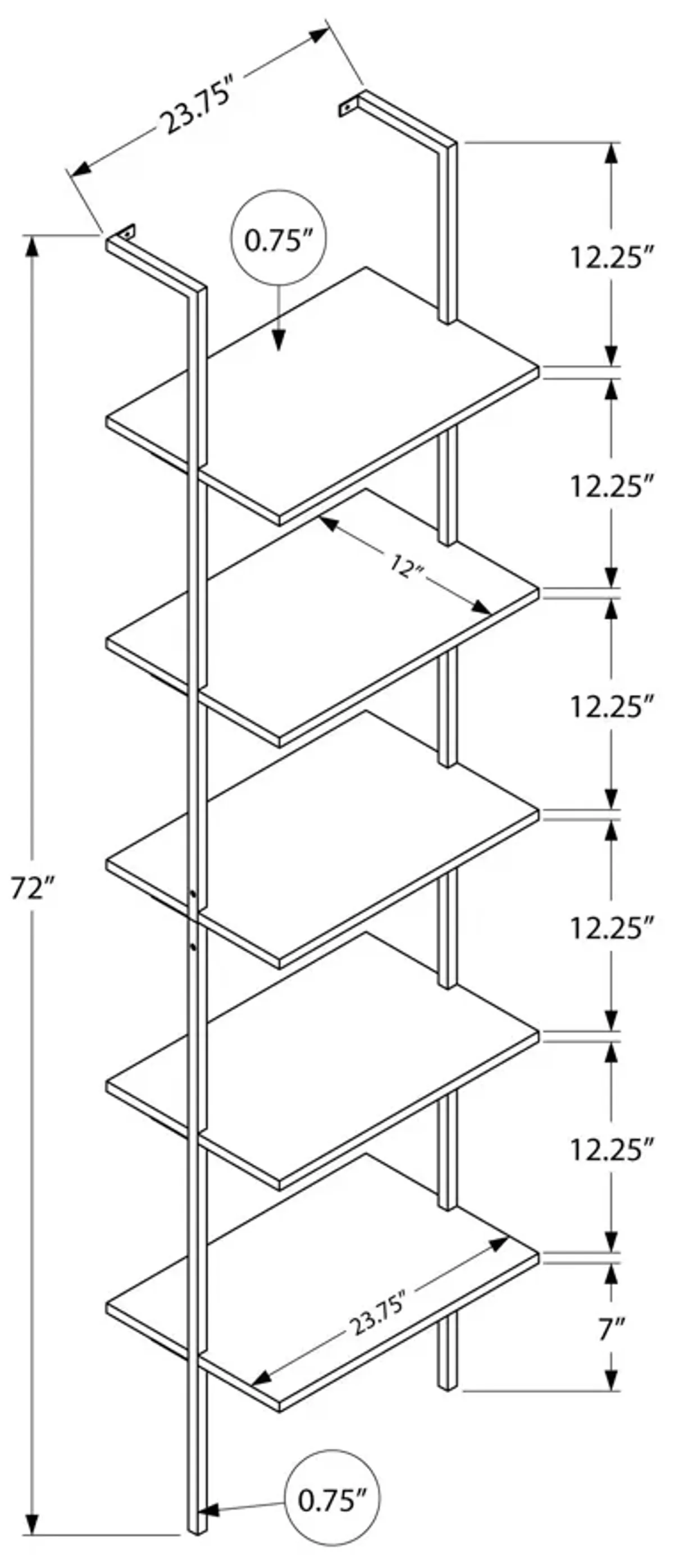 Bookshelf, Bookcase, Etagere, Ladder, 5 Tier, For Office, Marble Look Contemporary & Modern