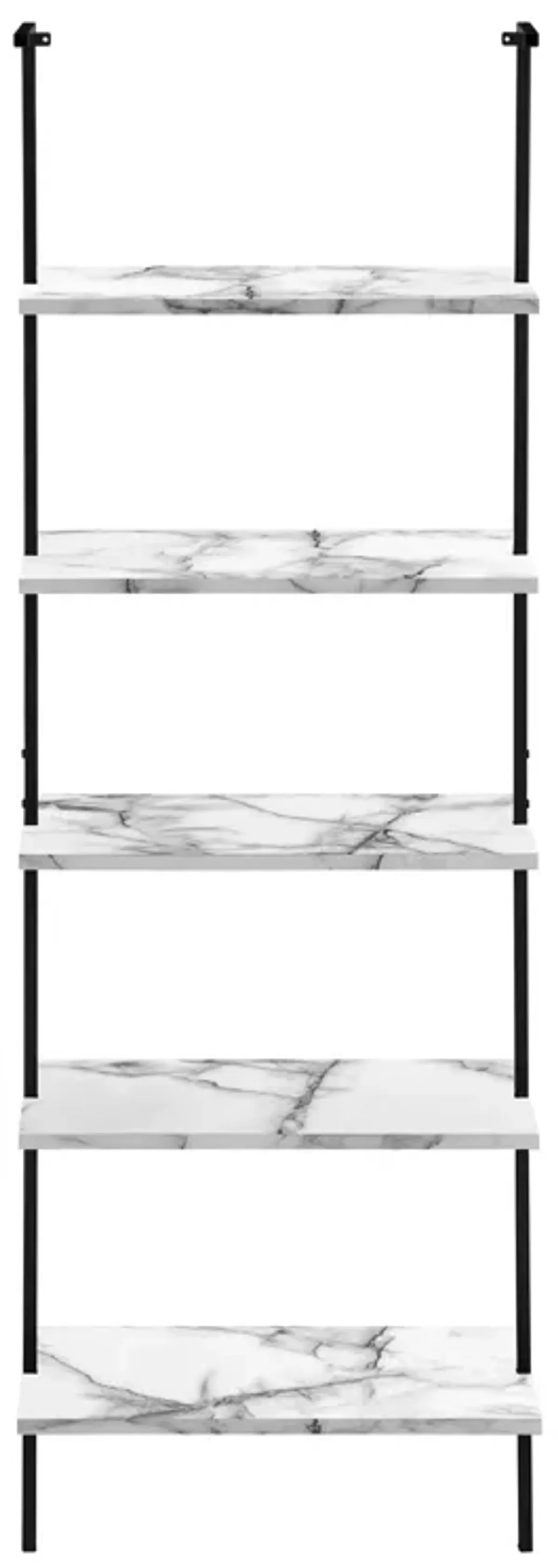 Bookshelf, Bookcase, Etagere, Ladder, 5 Tier, For Office, Marble Look Contemporary & Modern