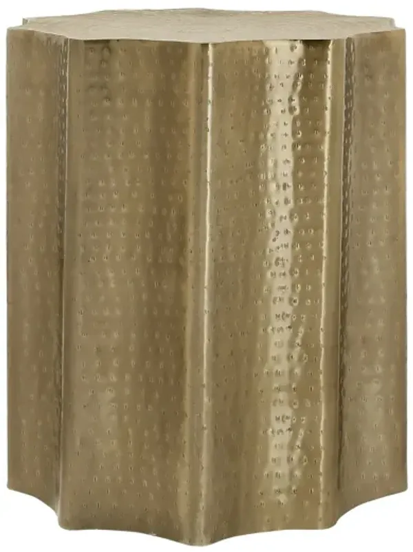 Drum Accent Side Table, Stylish Scalloped Design