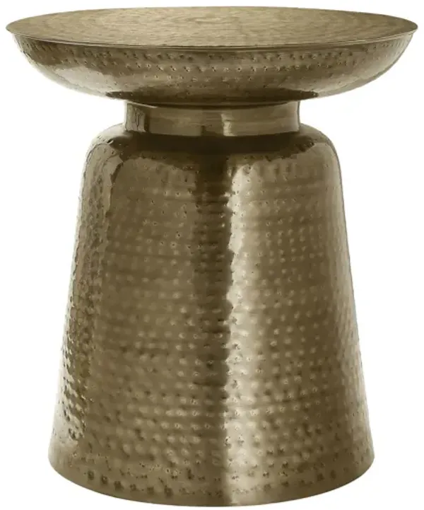 Drum Accent Side Table, Hammered Texture