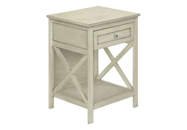 Accent End Table, 2 Tier, Storage Drawer, Transitional Style