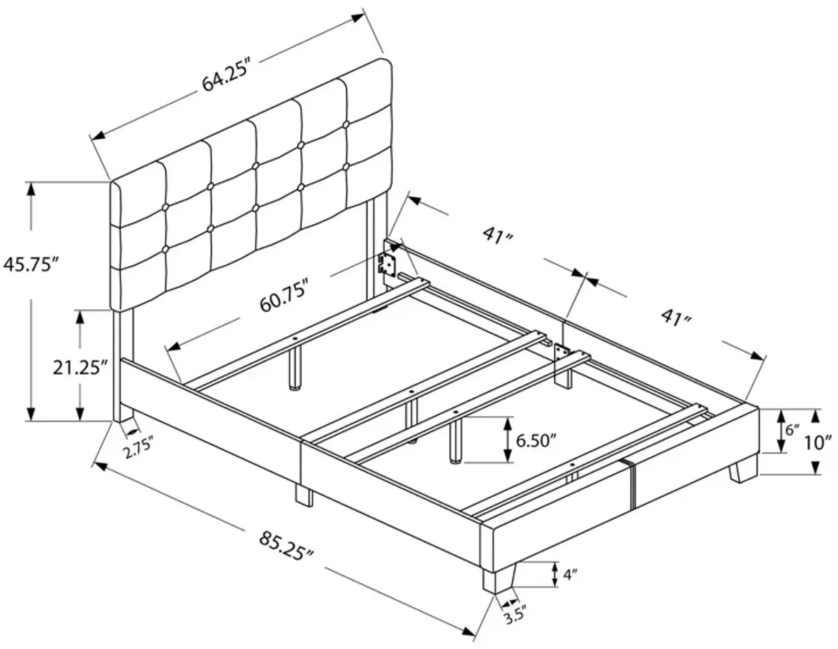 Bed, Upholstered, Frame Only, Transitional