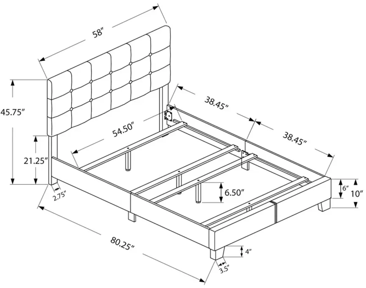 Bed, Upholstered, Frame Only, Transitional