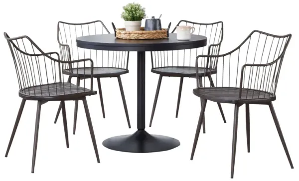 Dakota Winston - 5 Piece Contemporary Dining Set - Black / Brown / Dark Walnut