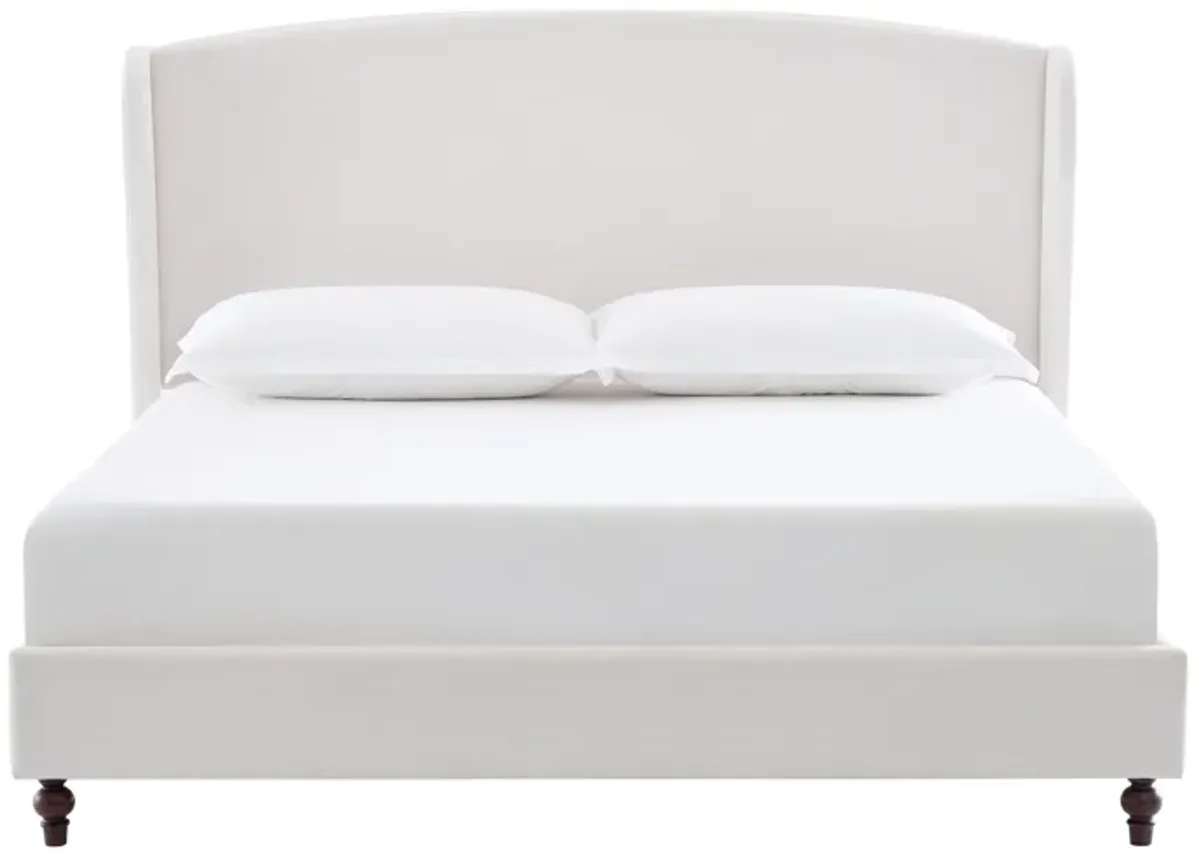 Windsor - King Tall Headboard Upholstered Wingback Bed Premium Minimalist Designs No Box Spring Needed - Textured Ivory