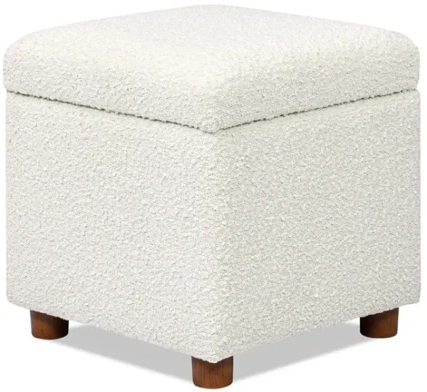 Upholstered Storage Ottoman - Ivory White