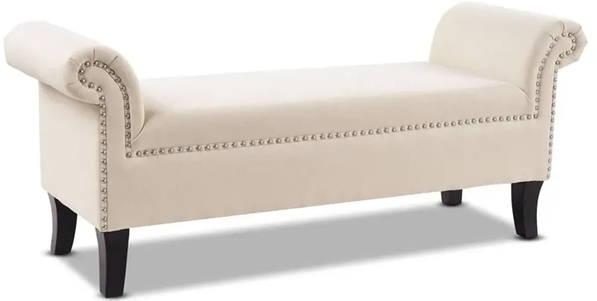 Kathy - Roll Arm Entryway Accent Bench - Sky Neutral Beige