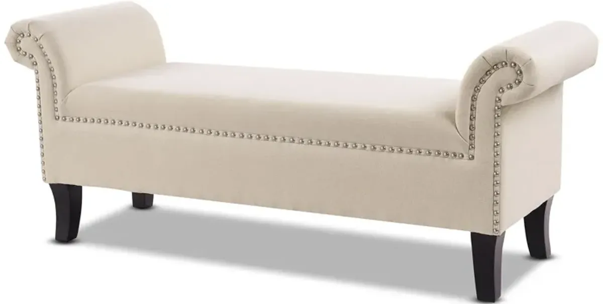 Kathy - Roll Arm Entryway Accent Bench - Sky Neutral Beige