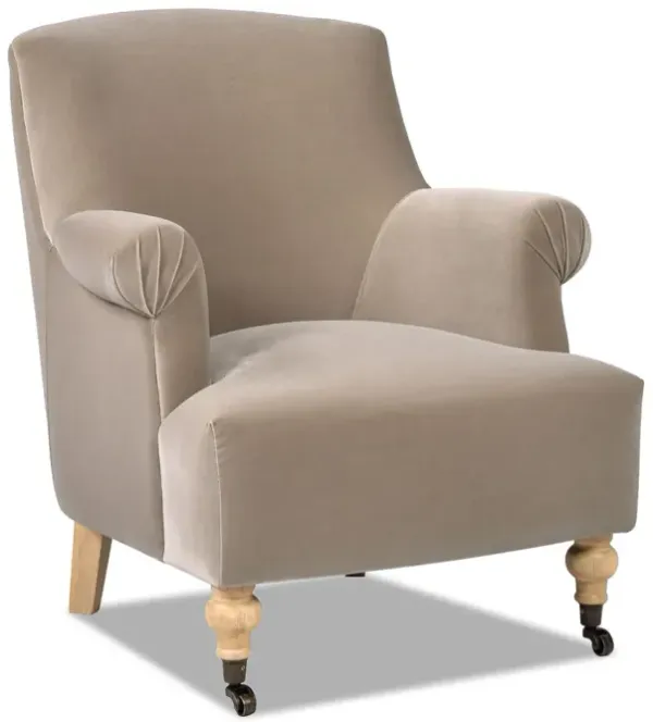 Eloise - Pleated Sock Arm Accent Armchair - Mink Beige