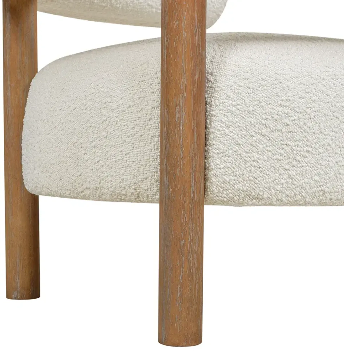 Fuji - Mid Century Modern Barrel Accent Arm Chair - Ivory White