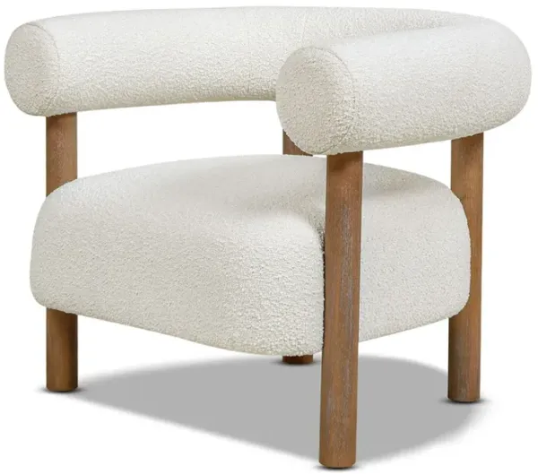 Fuji - Mid Century Modern Barrel Accent Arm Chair - Ivory White