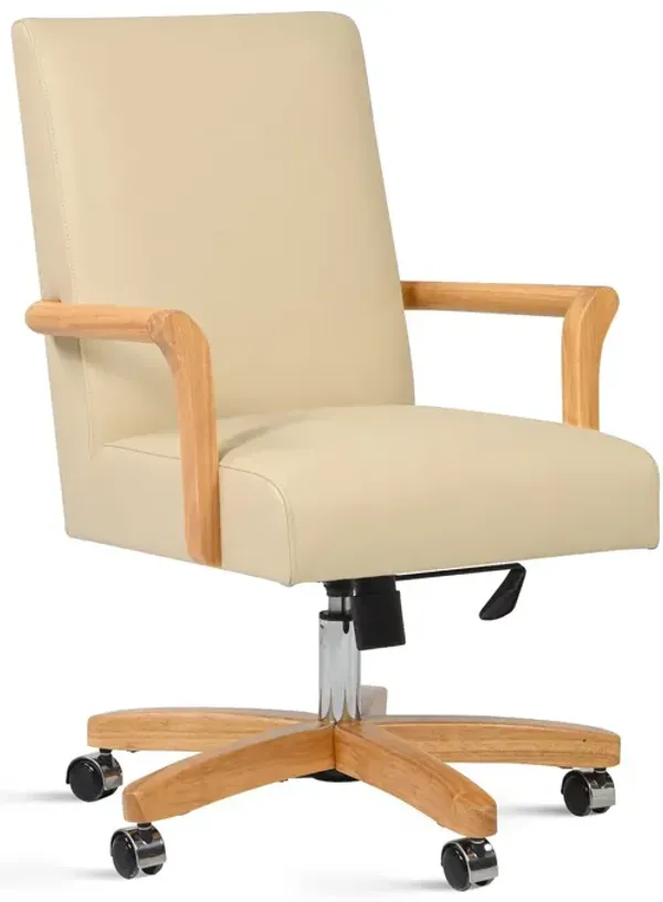 Dumont - Modern Farmhouse High Back Executive Home Office Chair - Neutral Cream Beige / Natural