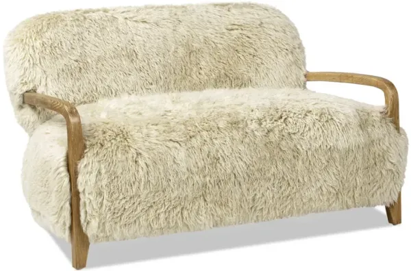 Enchante - Sheepskin Accent Loveseat - Taupe / Natural
